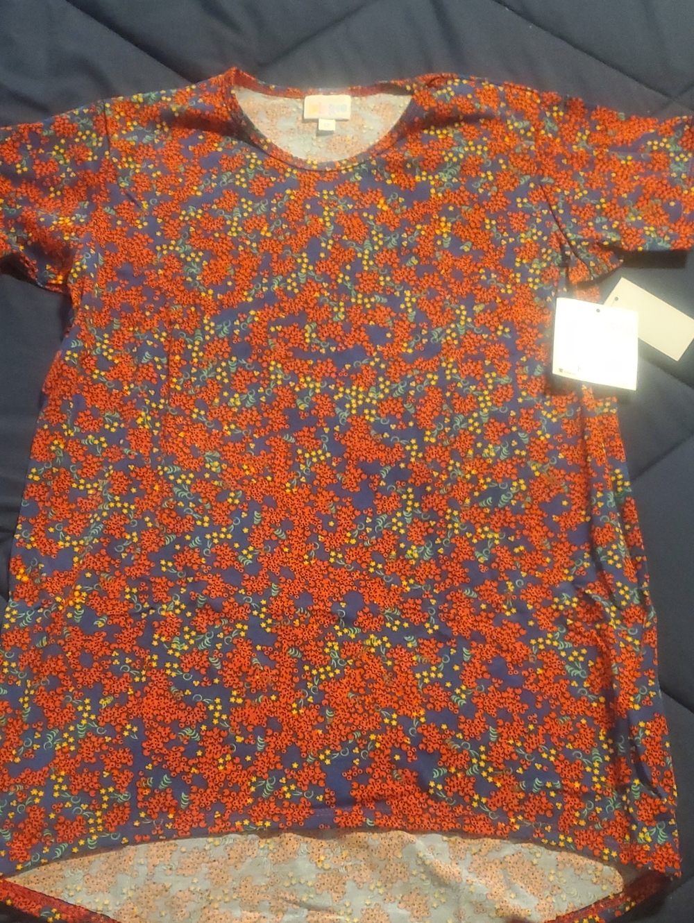 LuLaRoe Kids Short-Sleeve Floral Tee - Navy & Red